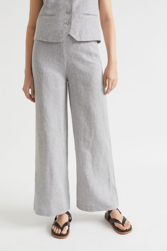Linen Palazzo Pant  Grey Sky Cross Dye  hi-res