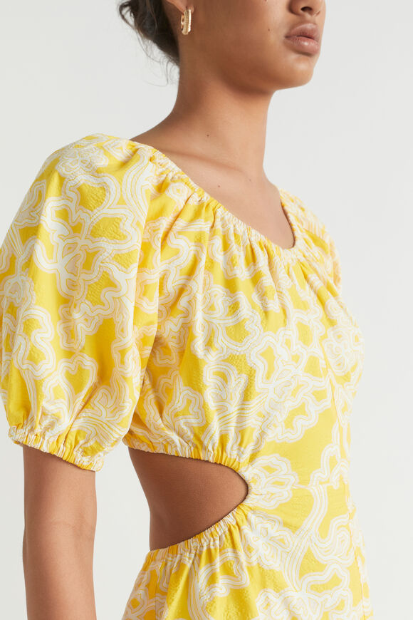Floral Cut Away Maxi Dress  Gold Amber Floral  hi-res