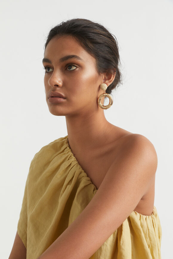 Linen One Shoulder Maxi Dress  Shortbread  hi-res