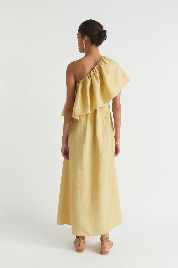Linen One Shoulder Maxi Dress  Shortbread  hi-res