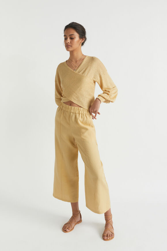 Linen Pintuck Culotte  Shortbread  hi-res