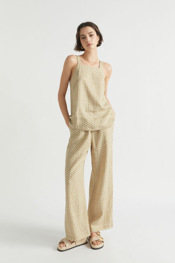 Geo Linen Wide Leg Tie Pant  Deep Bronze Geo  hi-res