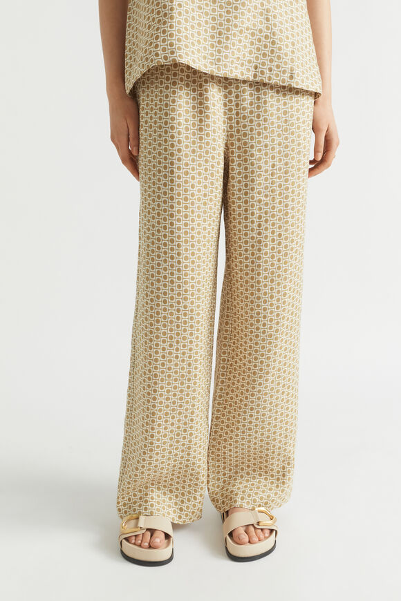 Geo Linen Wide Leg Tie Pant  Deep Bronze Geo  hi-res