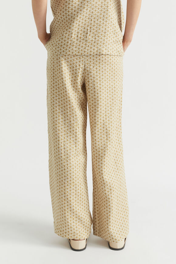Geo Linen Wide Leg Tie Pant  Deep Bronze Geo  hi-res