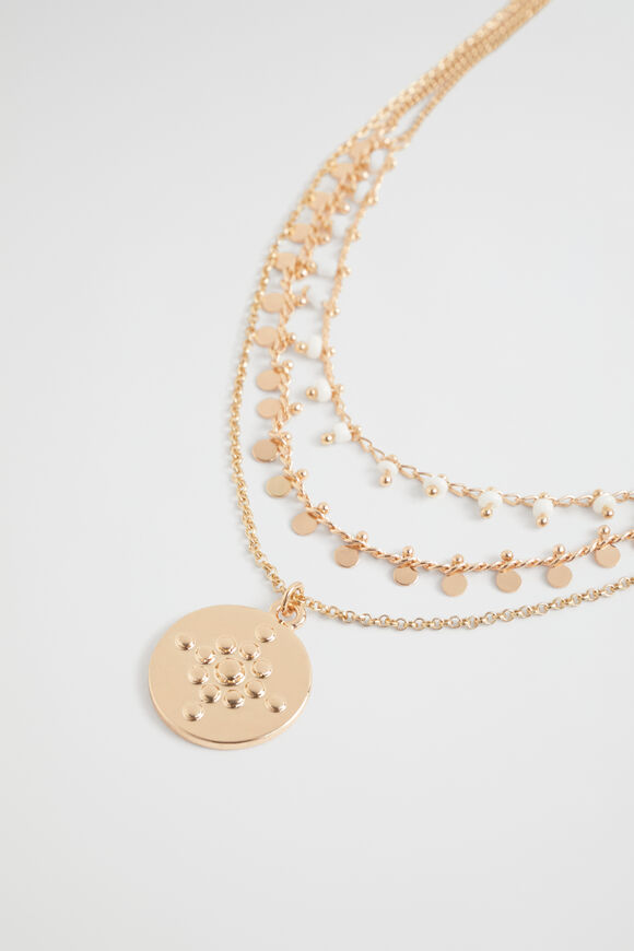 Layered Bead Necklace  White  hi-res