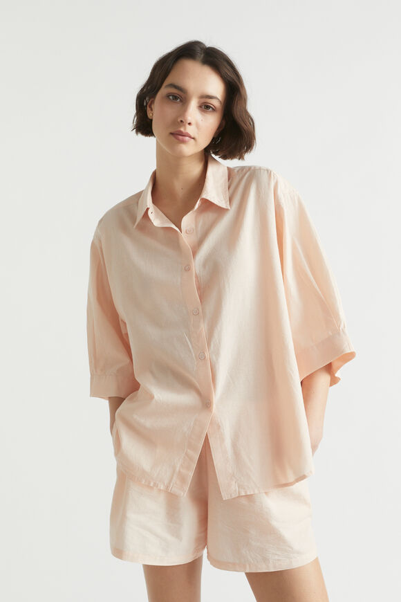 Cotton Linen Sleep Shirt  Blush  hi-res