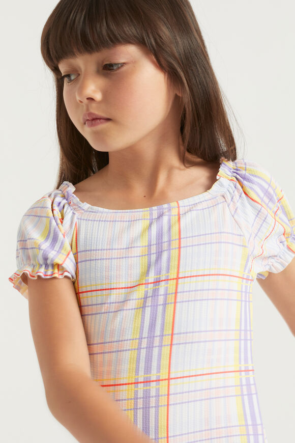 Check Puff Sleeve Bather  Multi  hi-res