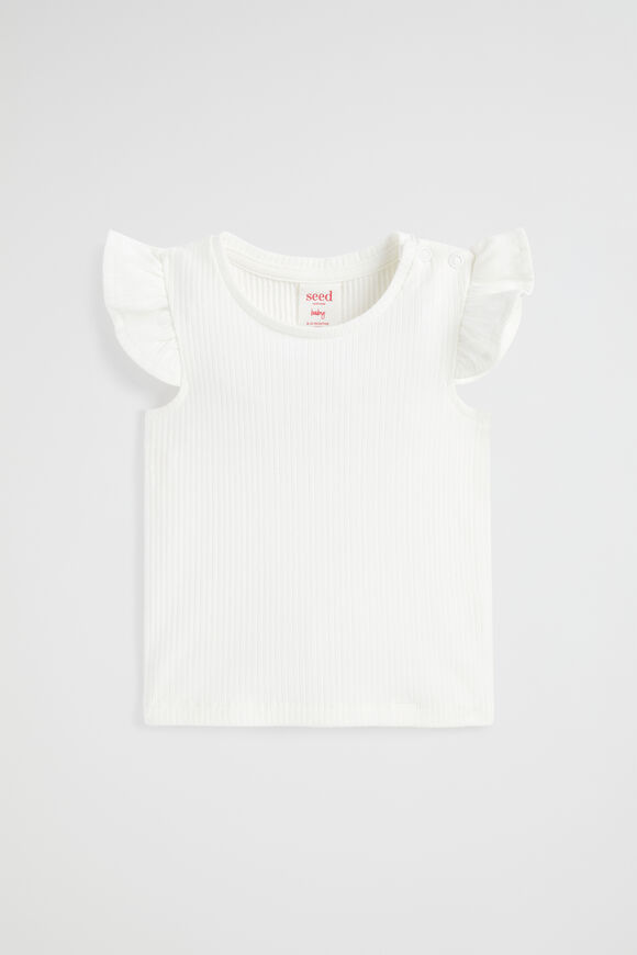 Rib Frill Tank  Vintage White  hi-res