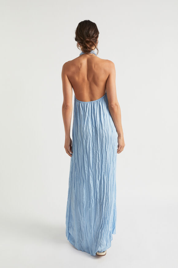 Satin Halter Maxi Dress  Bluebell  hi-res