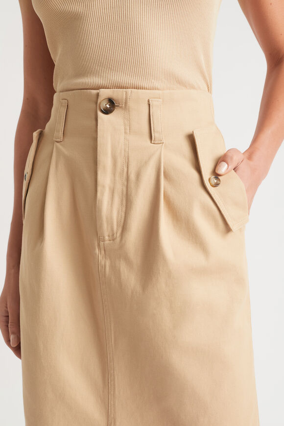 Split Front Midi Skirt  Light Chestnut  hi-res