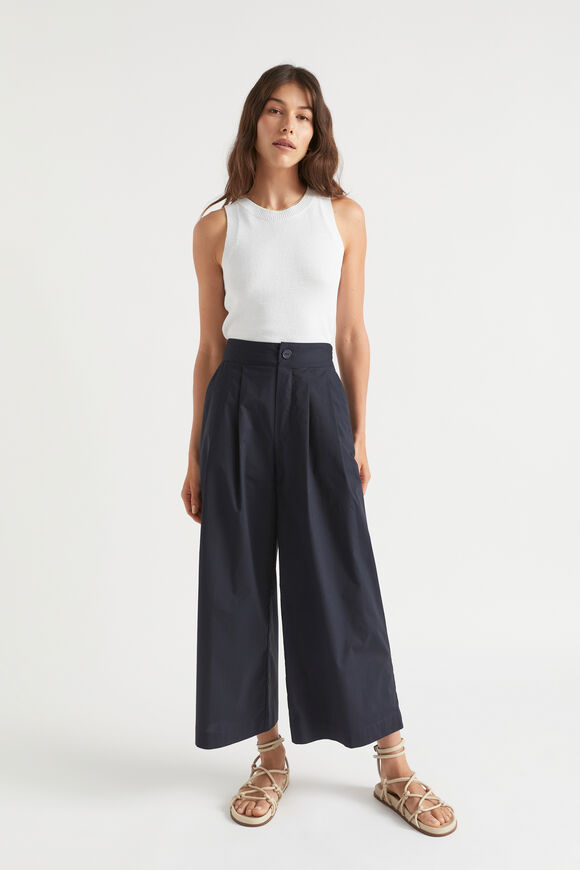 Cotton Pleat Front Pant  Deep Navy  hi-res