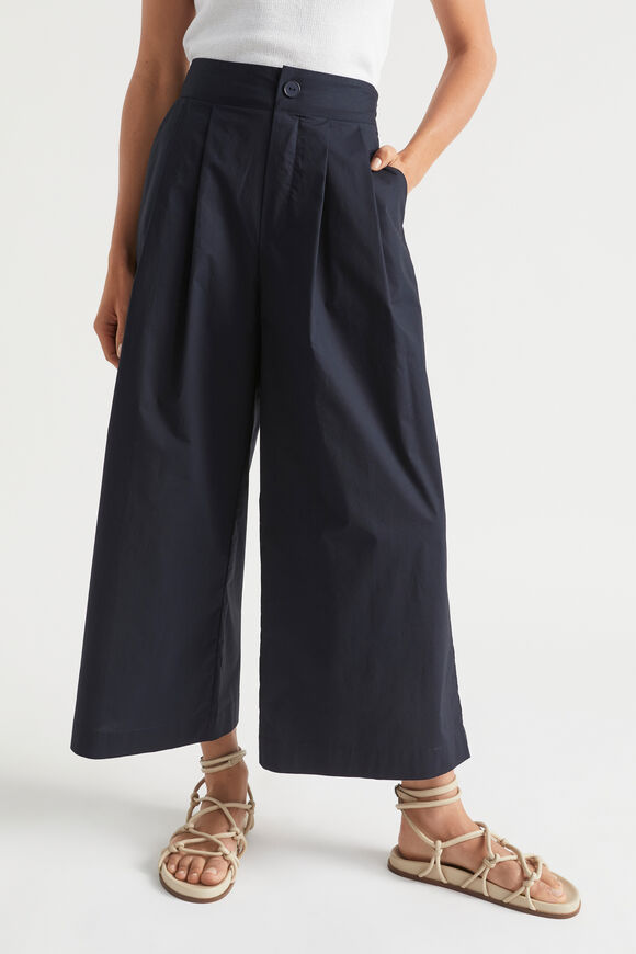 Cotton Pleat Front Pant  Deep Navy  hi-res