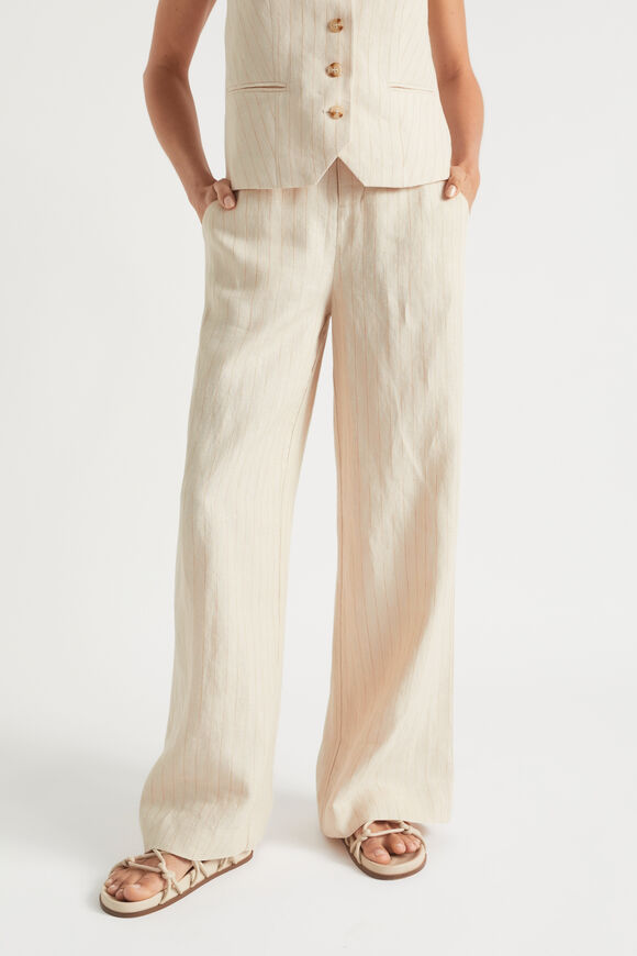 Linen Stripe High Waist Pant  Magnolia Stripe  hi-res
