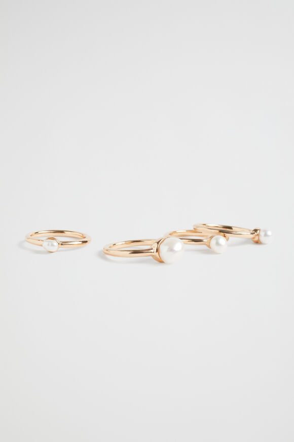Pearl Ring Set  Gold  hi-res