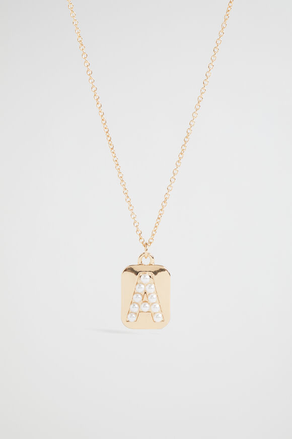 Pearl Initial Necklace  A  hi-res