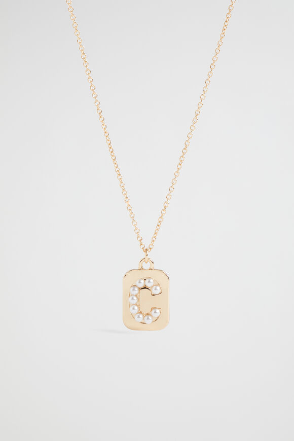 Pearl Initial Necklace  C  hi-res
