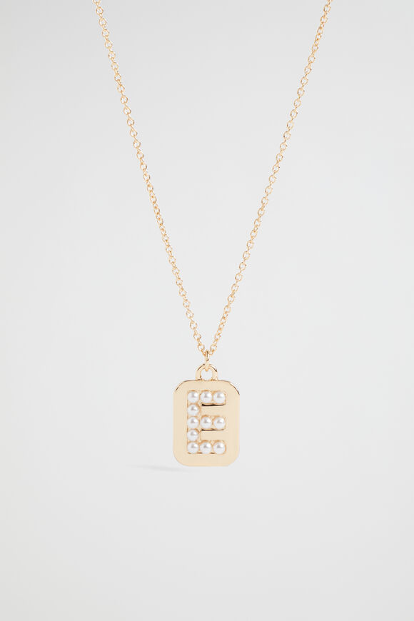 Pearl Initial Necklace  E  hi-res