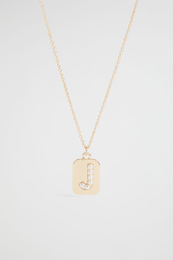 Pearl Initial Necklace  J  hi-res