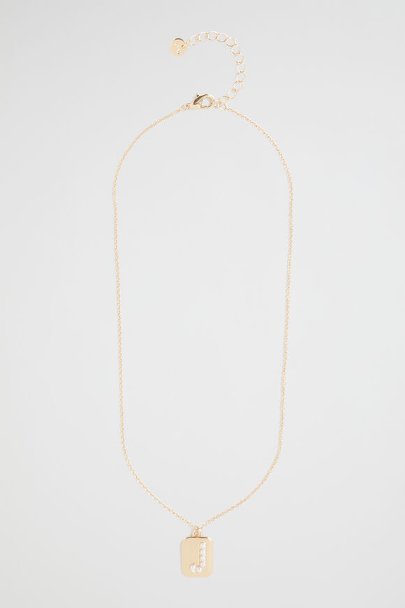 Pearl Initial Necklace  J  hi-res