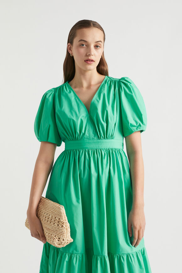 Poplin Waisted Maxi Dress  Jade Green  hi-res