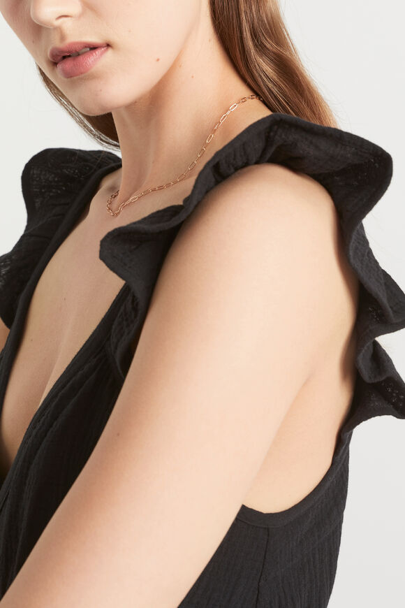 Cheesecloth Frill Detail Maxi Dress  Black  hi-res