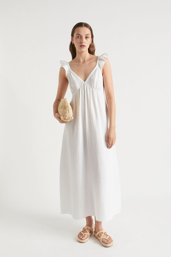 Cheesecloth Frill Detail Maxi Dress  Whisper White  hi-res
