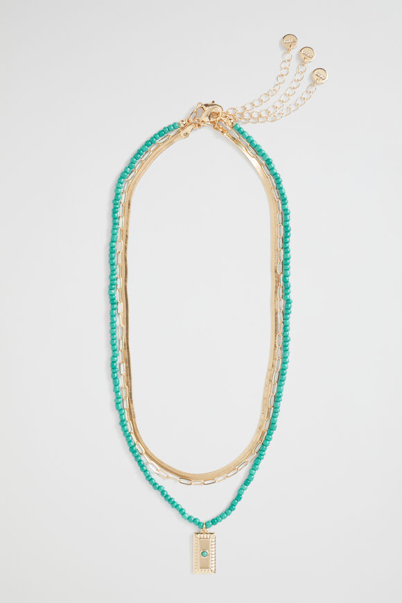 Seed Bead Necklace  Deep Teal  hi-res