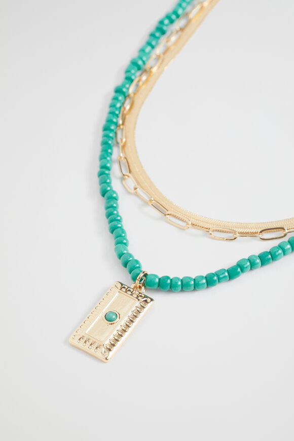 Seed Bead Necklace  Deep Teal  hi-res