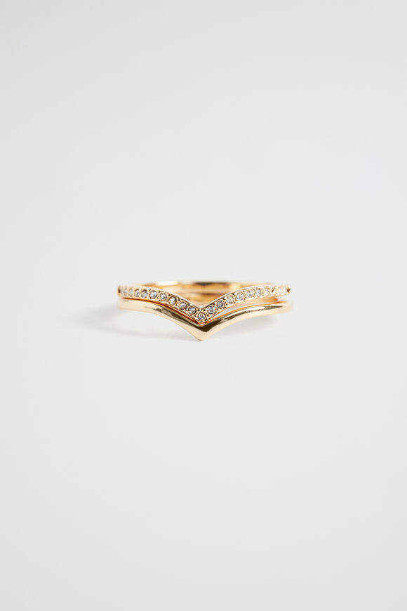 Wishbone Ring Set  Gold  hi-res