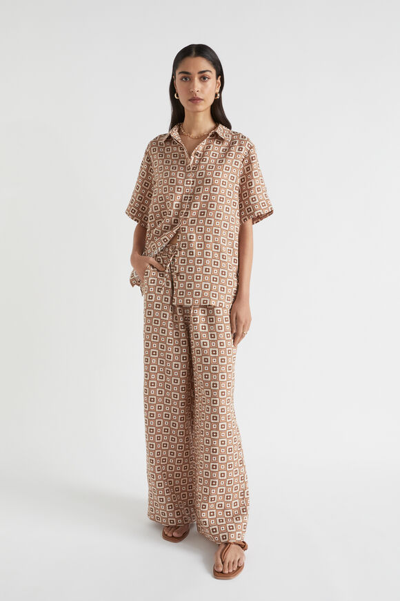 Floral Geo Wide Leg Pant  Auburn Brown Retro  hi-res