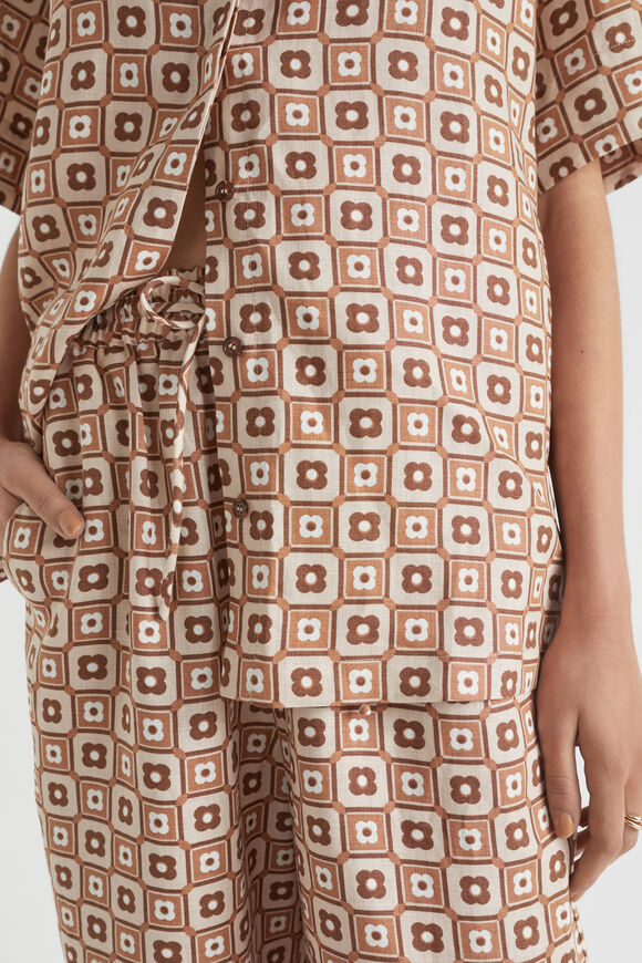 Floral Geo Wide Leg Pant  Auburn Brown Retro  hi-res
