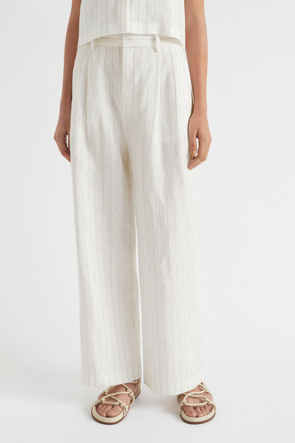 Linen Stripe Pleat Pant  Auburn Pinstripe  hi-res