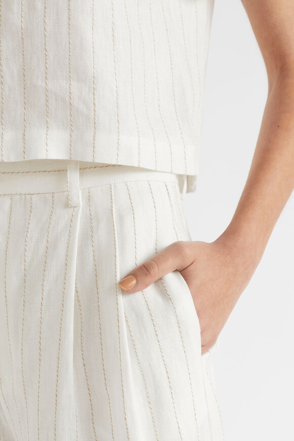 Linen Stripe Pleat Pant  Auburn Pinstripe  hi-res