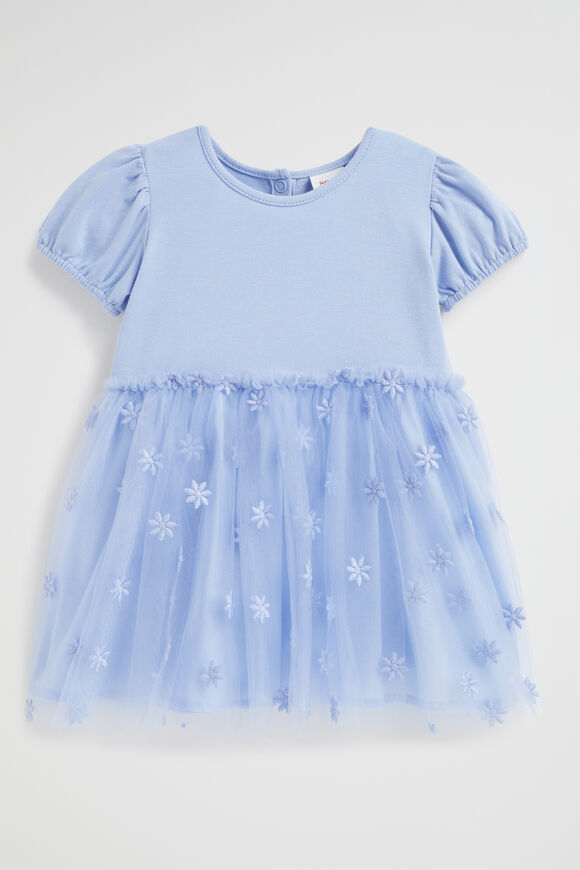 Embroidered Floral Dress  Powder Blue  hi-res