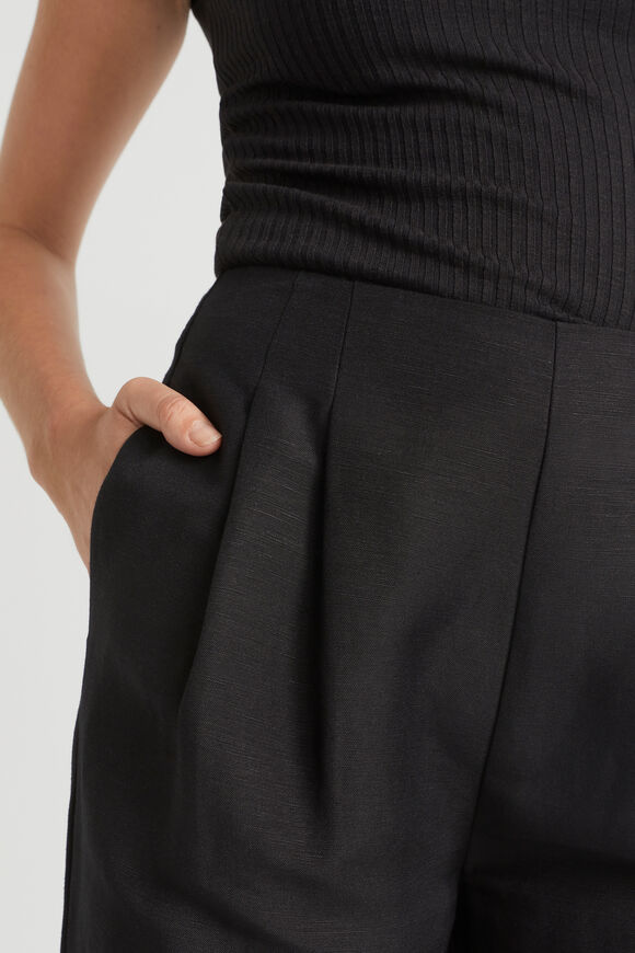 Linen Blend Cropped Pant  Black  hi-res