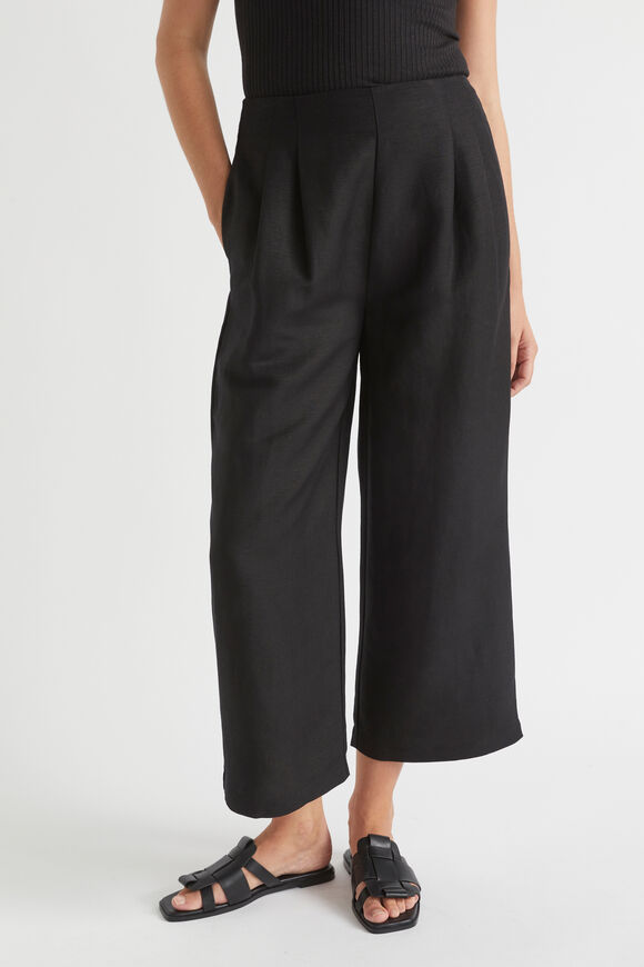 Linen Blend Cropped Pant  Black  hi-res