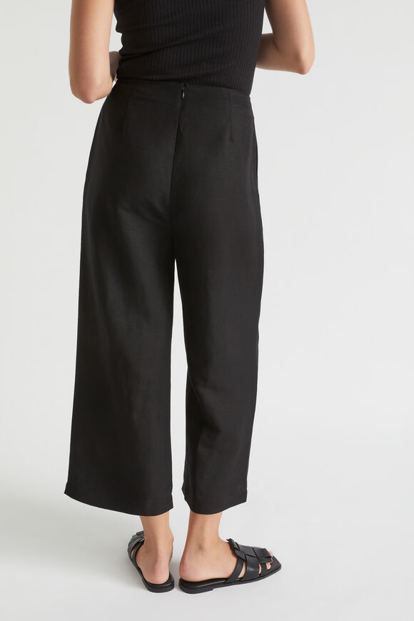 Linen Blend Cropped Pant  Black  hi-res
