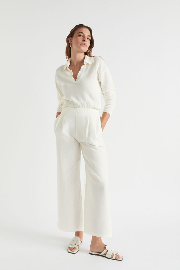 Linen Blend Cropped Pant  Cloud Cream  hi-res