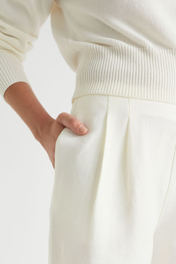 Linen Blend Cropped Pant  Cloud Cream  hi-res