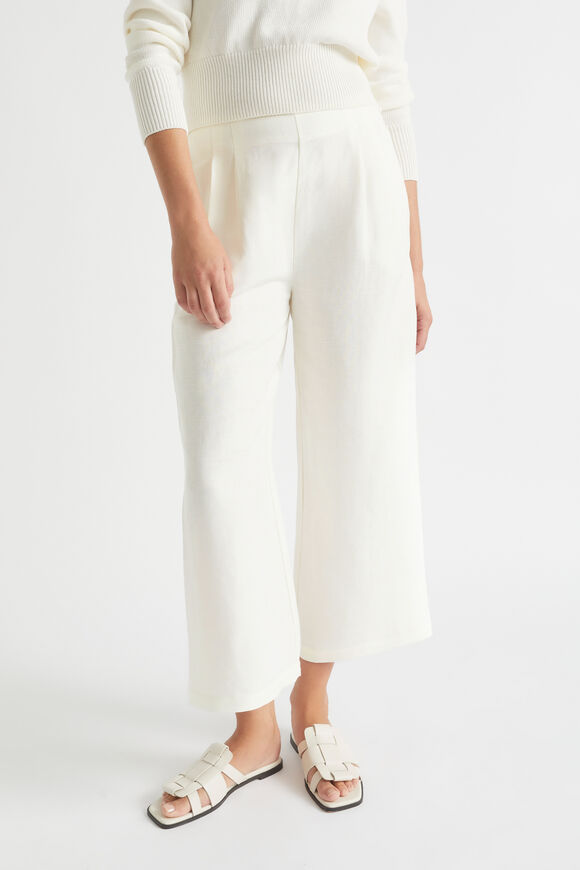 Linen Blend Cropped Pant  Cloud Cream  hi-res
