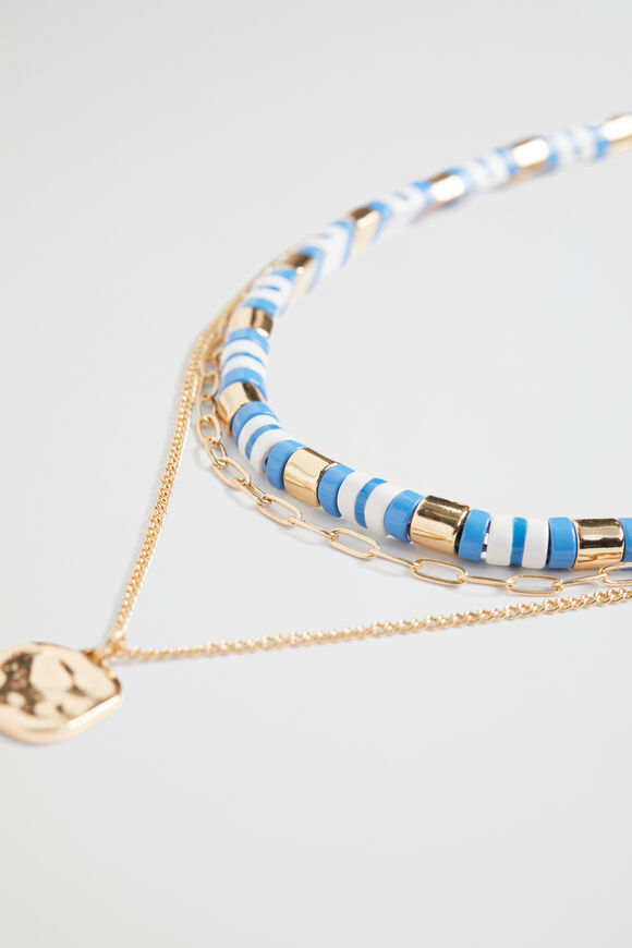 Colourblock Layered Necklace  Soft Cobalt  hi-res