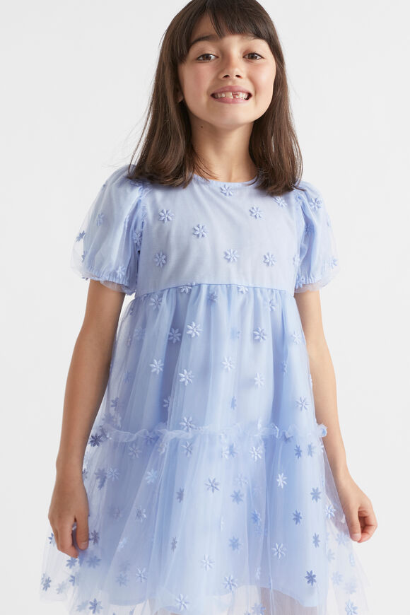 Floral Embroidered Dress  Powder Blue  hi-res
