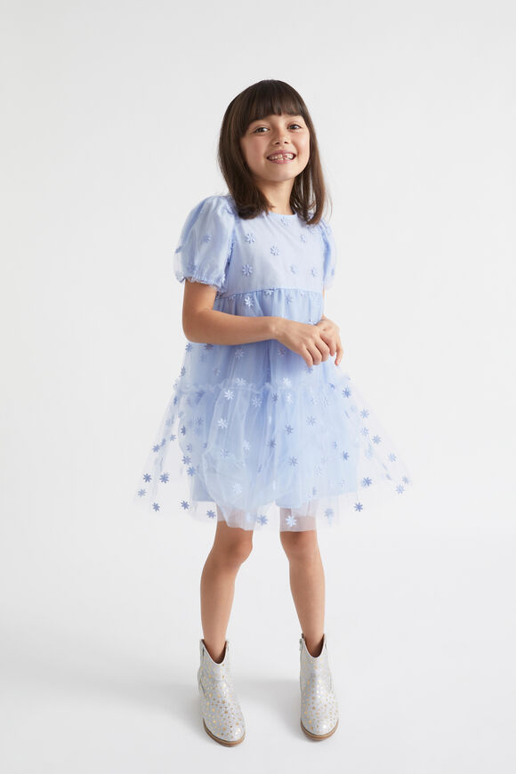 Floral Embroidered Dress  Powder Blue  hi-res