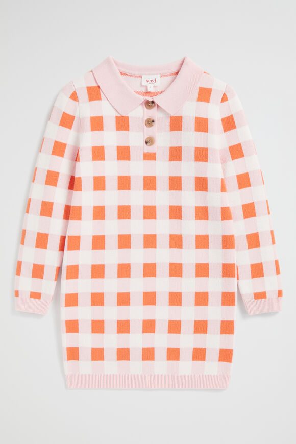Gingham Knit Dress  Dusty Rose  hi-res
