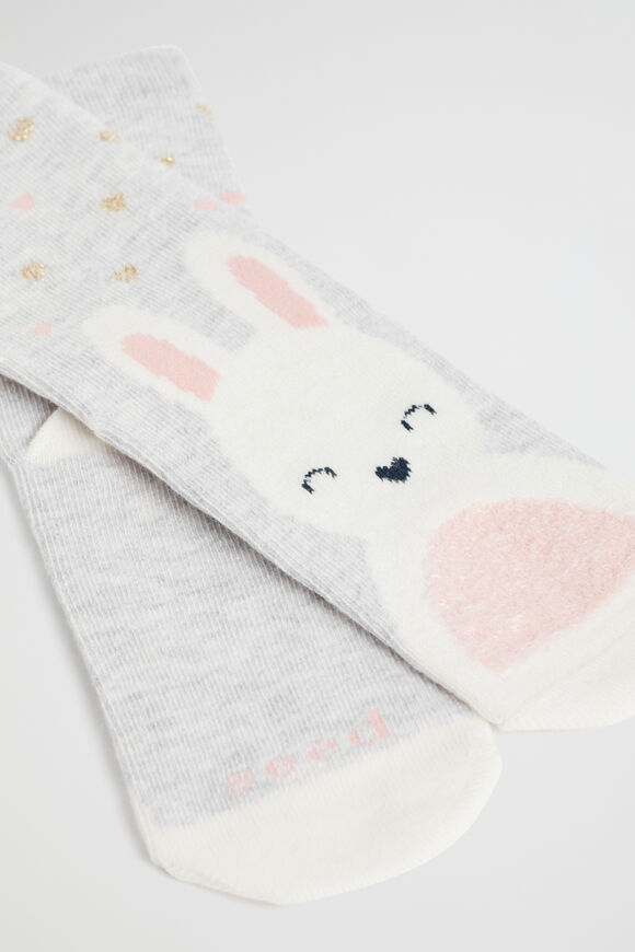 Bunny Heart Sock  Grey Marle  hi-res