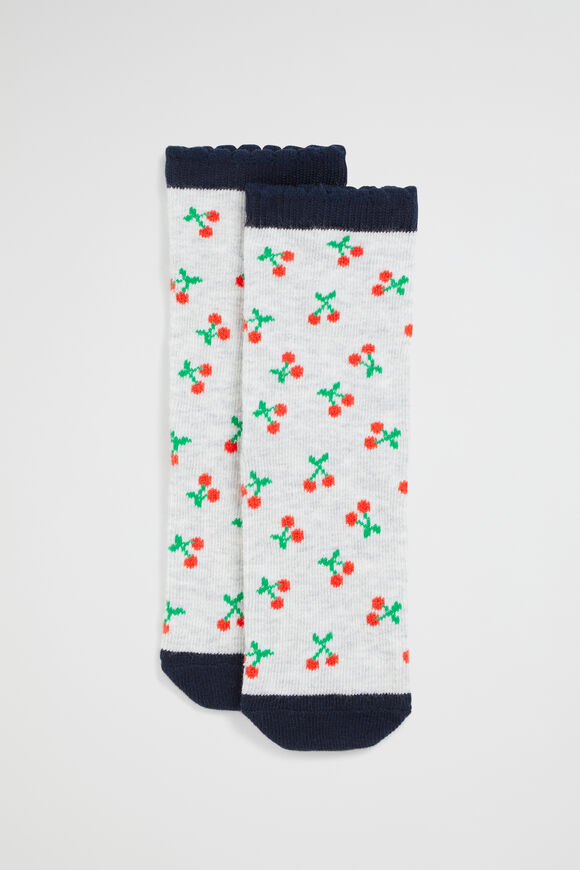 Cherry Sock  Grey Marle  hi-res