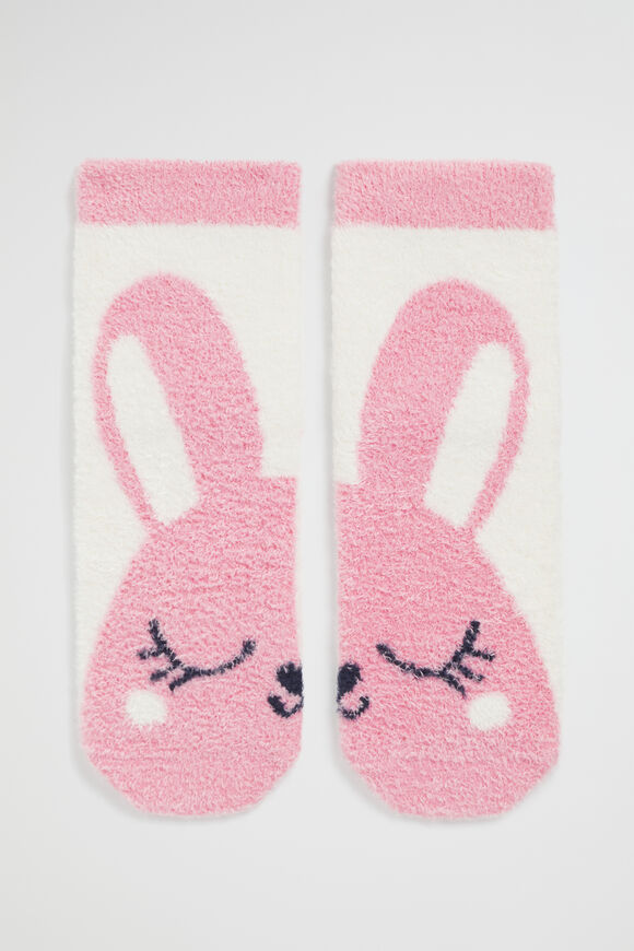 Fluffy Bunny Sock  Pop Pink  hi-res