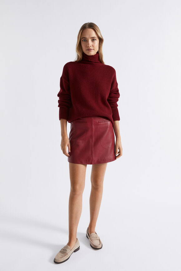 Leather A Line Mini Skirt  Sangria  hi-res