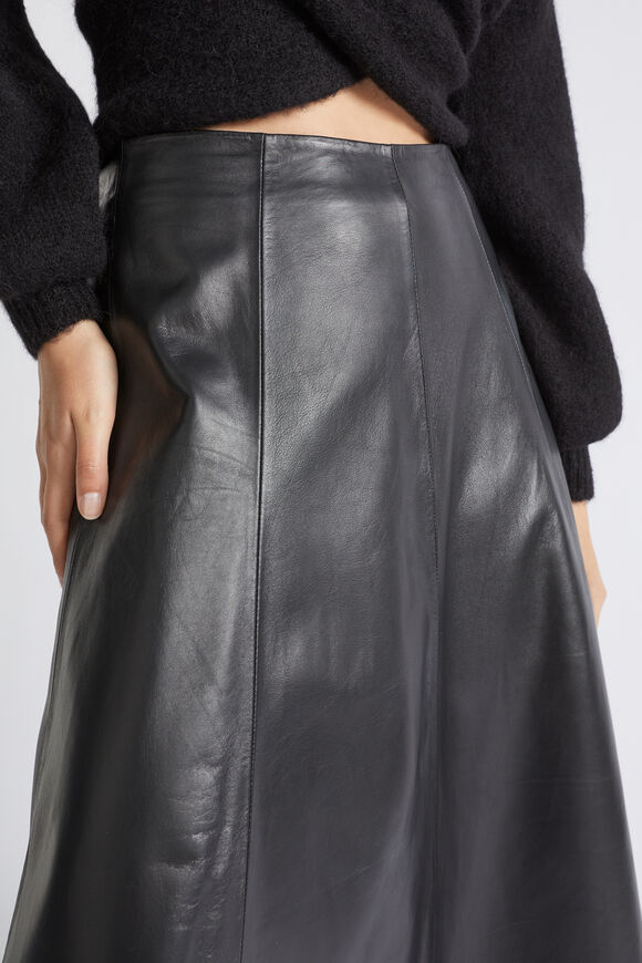 Leather Midi Circle Skirt  Black  hi-res