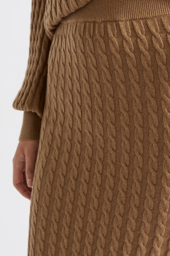 Mini Cable Knit Midi Skirt  Deep Brass  hi-res